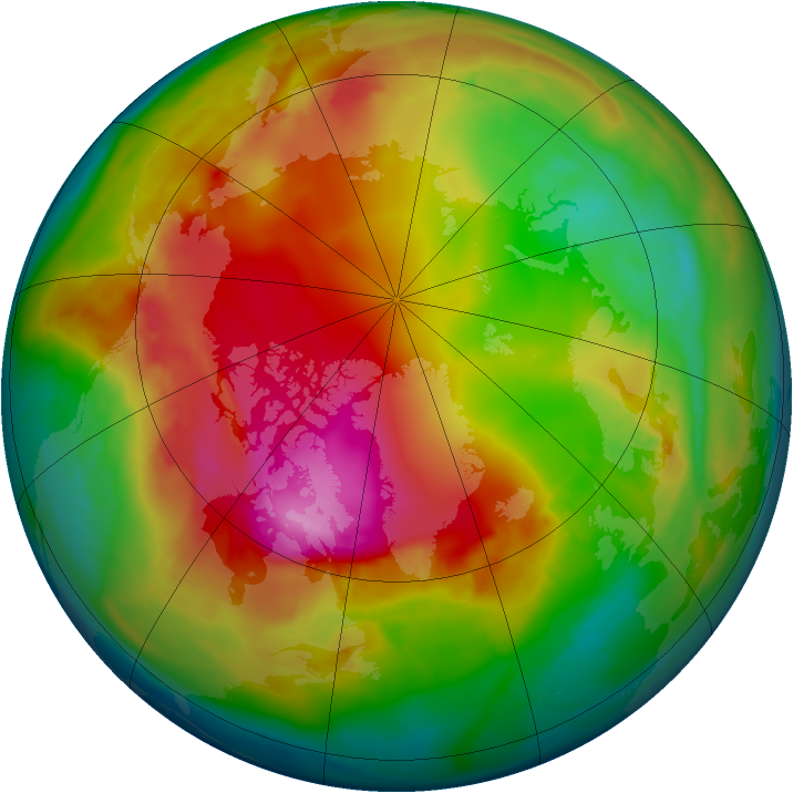 Arctic ozone map for 25 January 2015